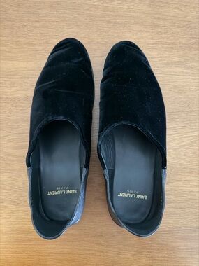 Saint Laurent Vintage Black Velvet Slip-On Women’s Oxfords
